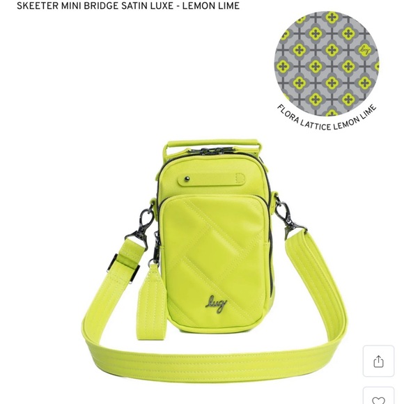 lug Handbags - NWT Lug Satin Luxe Skeeter Mini Bridge in Lemon Lime